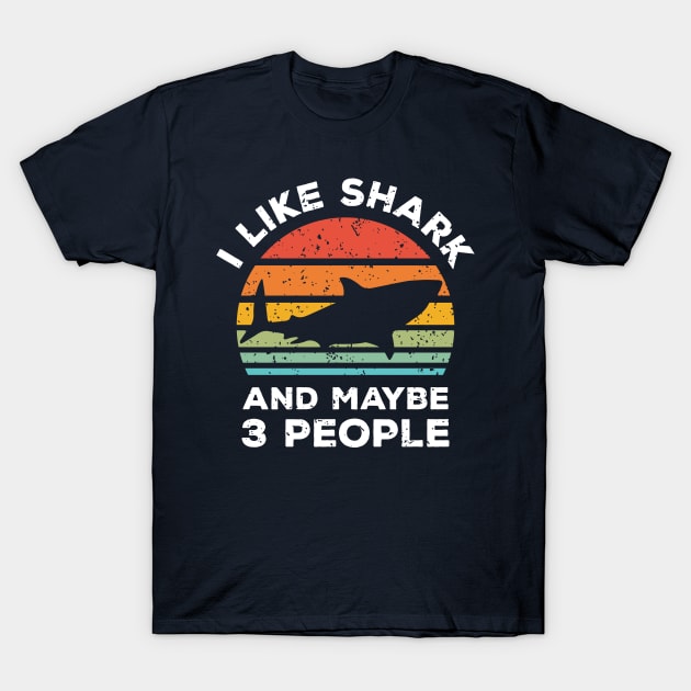 I Like Shark and Maybe 3 People, Retro Vintage Sunset with Style Old Grainy Grunge Texture T-Shirt by Ardhsells